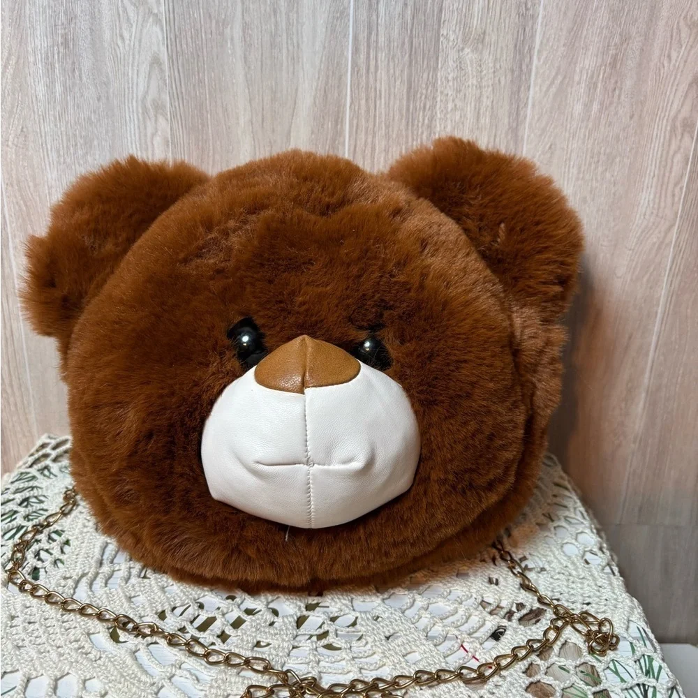 Brown Teddy Bear Plush Bag Purse Crossbody